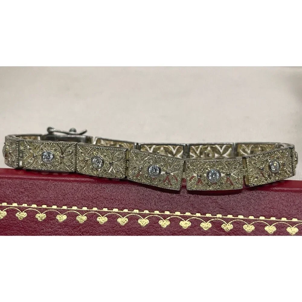 Giuliano Fratti Milan Signed Vintage Sterling Silver Bracelet 925 Signed 17g 7”